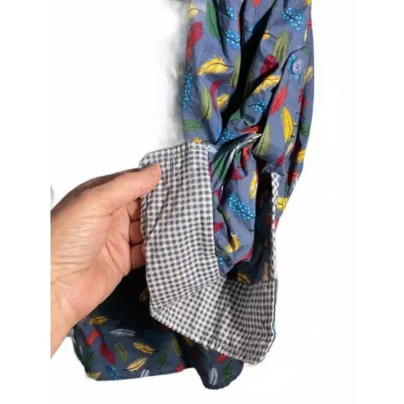 Talbots Woman Colorful Novelty Print Feather Button-Up Shirt 2X - Picture 6 of 8